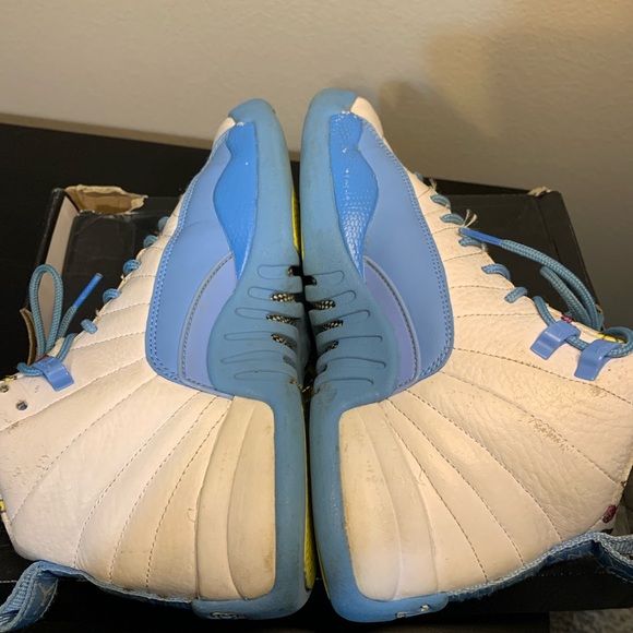 Nike Air Jordan 12 University Blue UNC Emoji GS Size 6Y / Womens 7.5 Sneakers - Picture 8 of 11